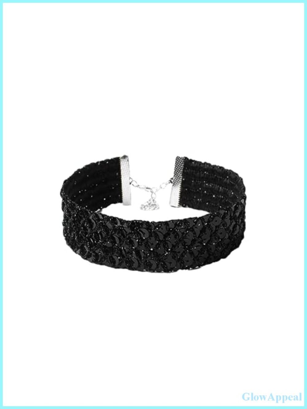Wide Sequin Choker Necklace Rhinestone Punk Costume Jewelry for Women